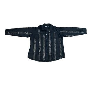 Casual Blouse "CHICO'S" 100% SILK Long Sleeve Button Down Top SIZE 1